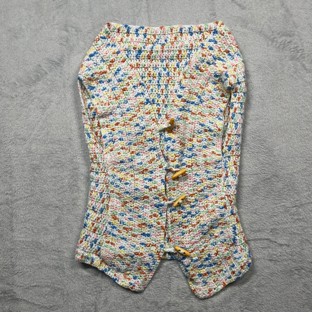 Dog Sweater Pet M/L Multi-Color Crochet Handmade Toggle Button Vest